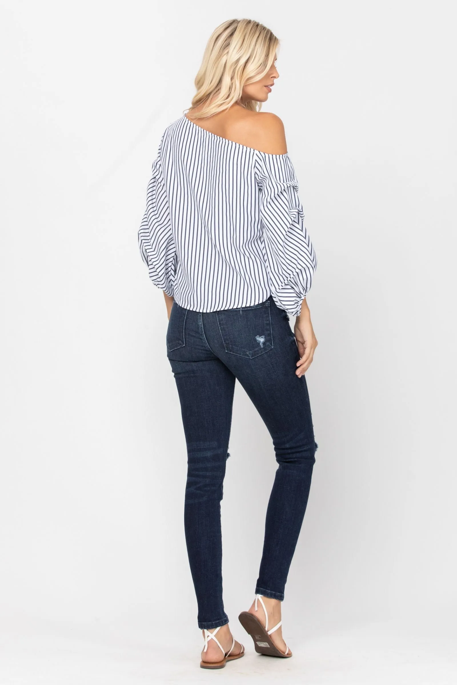 1 & 5 ONLY Judy Blue: Damsel in Distress - Dark Wash Skinny Jeans