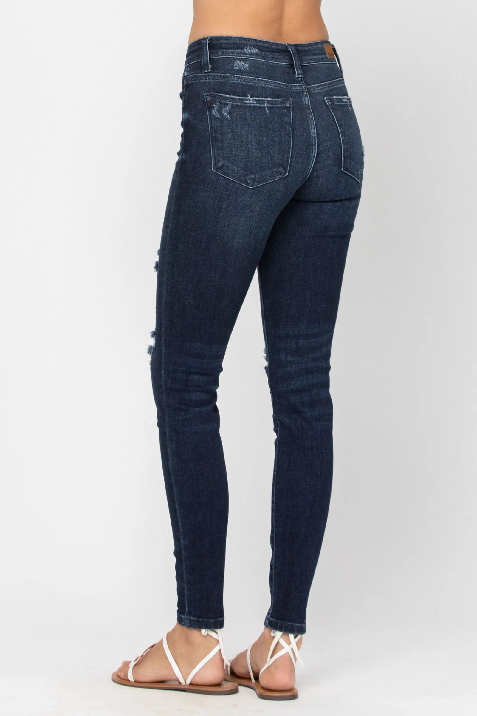 1 & 5 ONLY Judy Blue: Damsel in Distress - Dark Wash Skinny Jeans