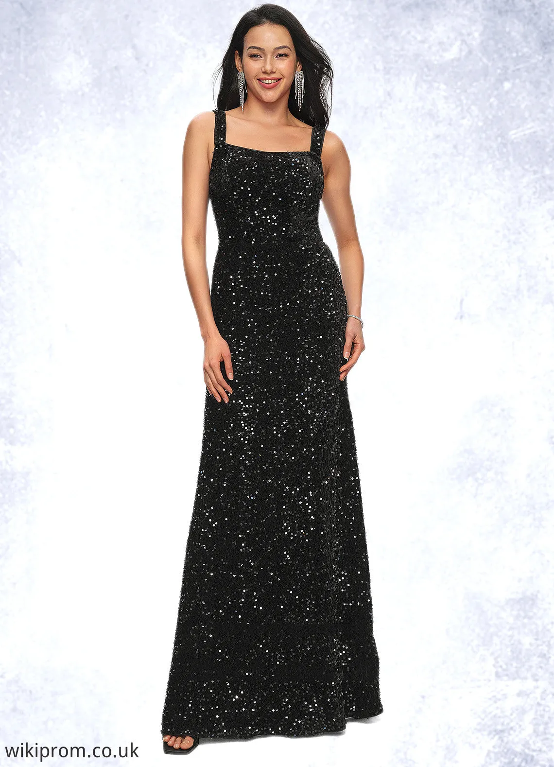 Anne Sheath/Column Scoop Floor-Length Sequin Prom Dresses SWKP0022228