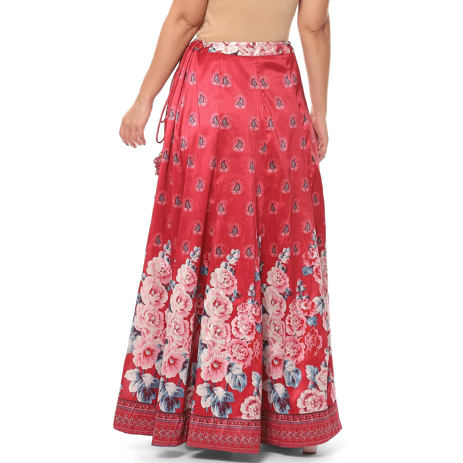 BIBA Women Printed Flared Mix and Match(MNMSKIRTS/T18383_RED_L)