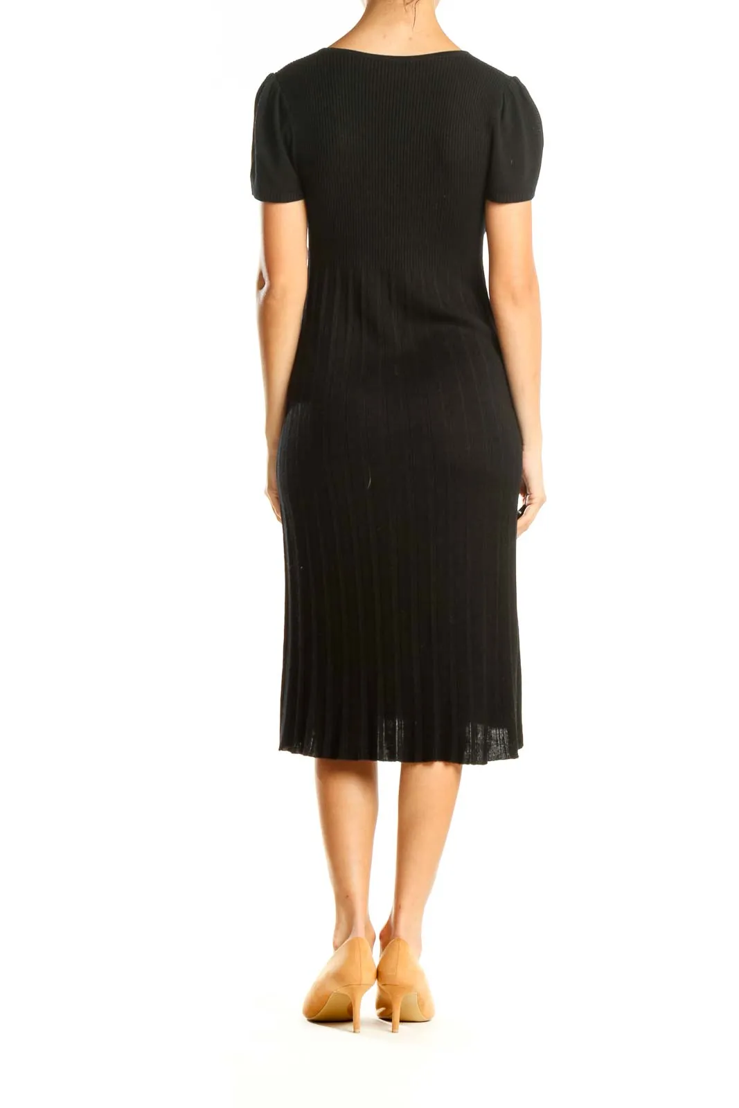 Black Ribbed Sheath Dress