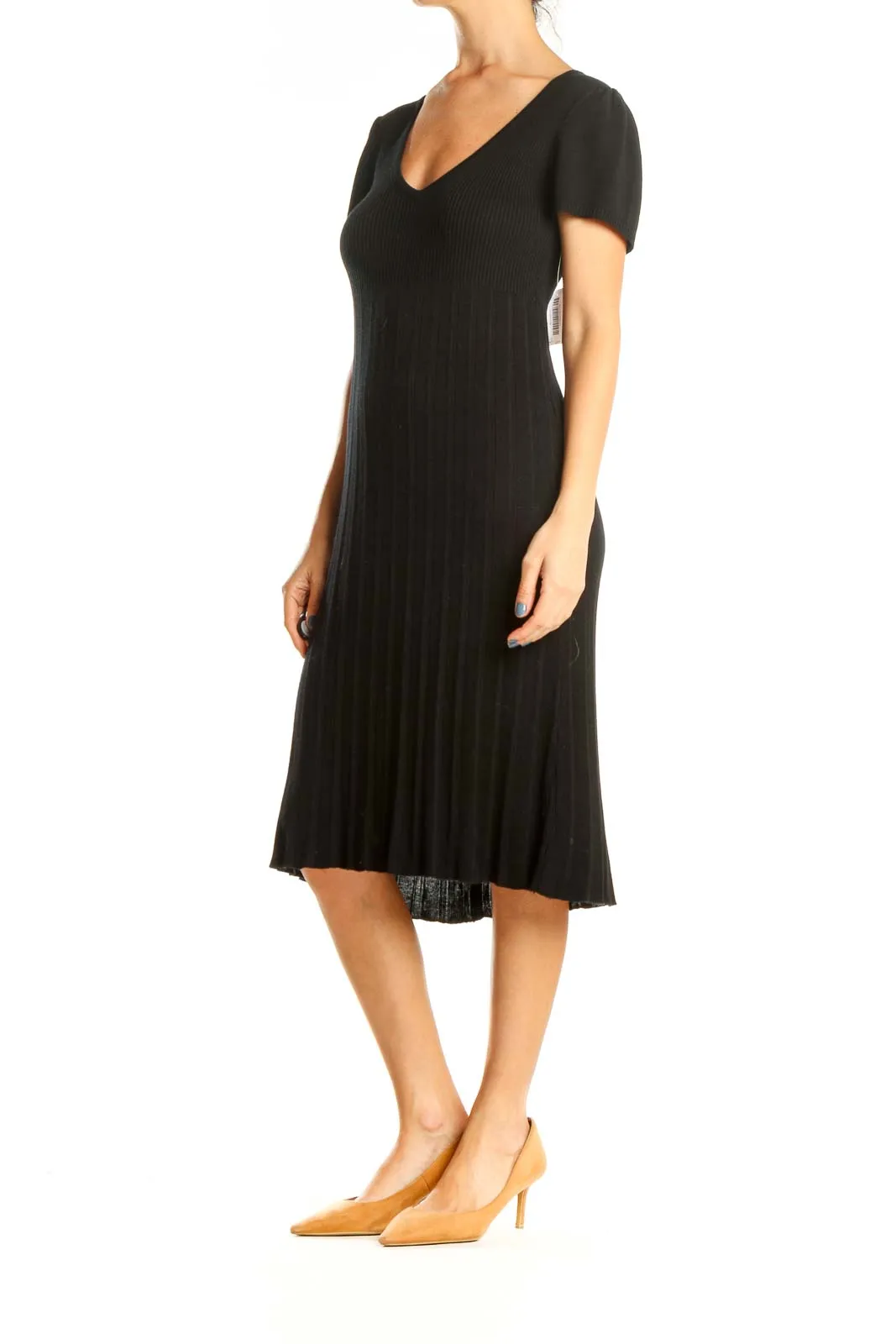 Black Ribbed Sheath Dress