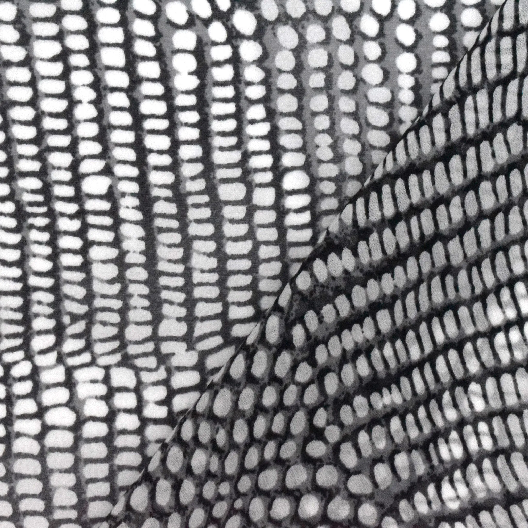 Black-White Reptile Printed Silk Chiffon Fabric