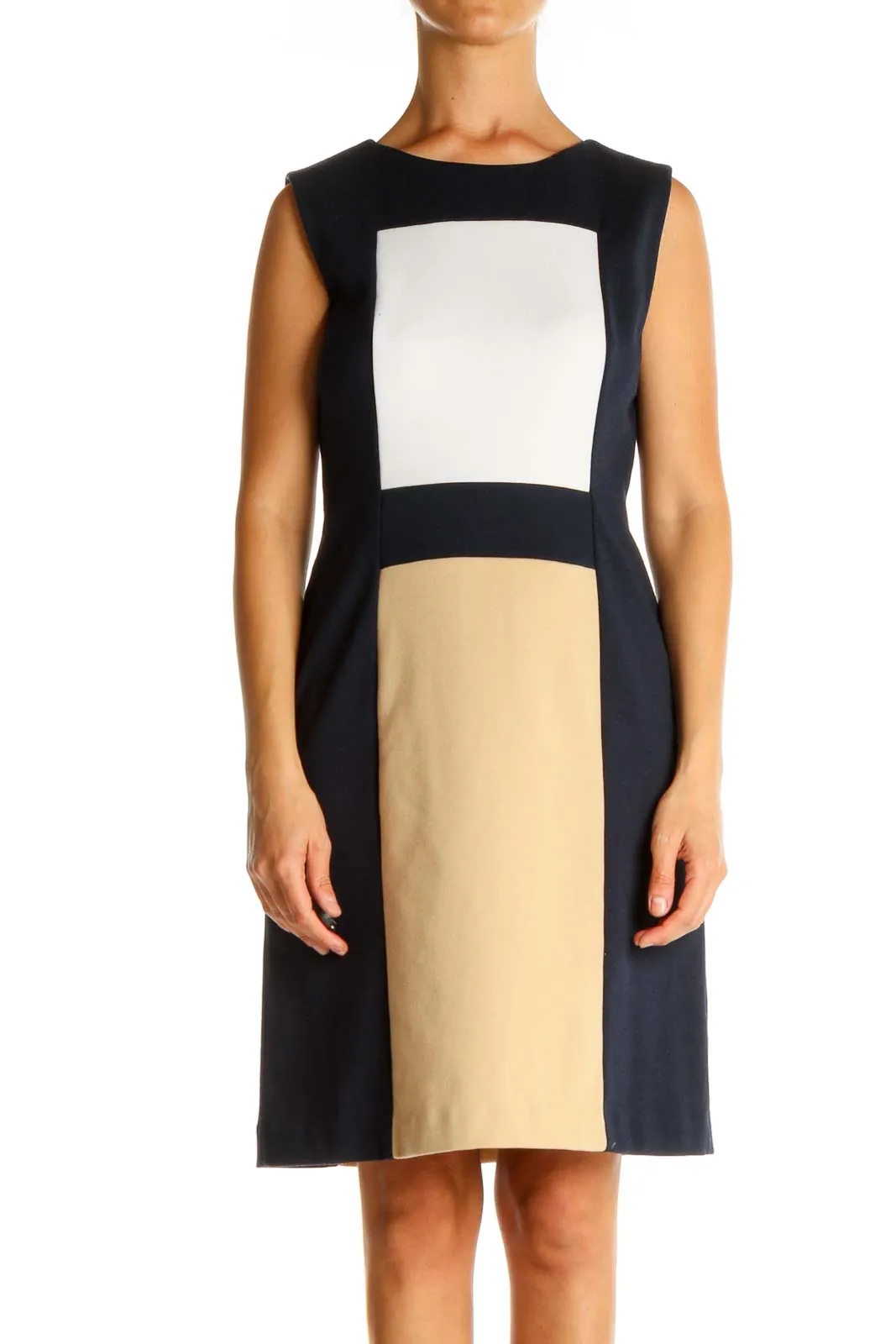 Blue Colorblock Day Sheath Dress