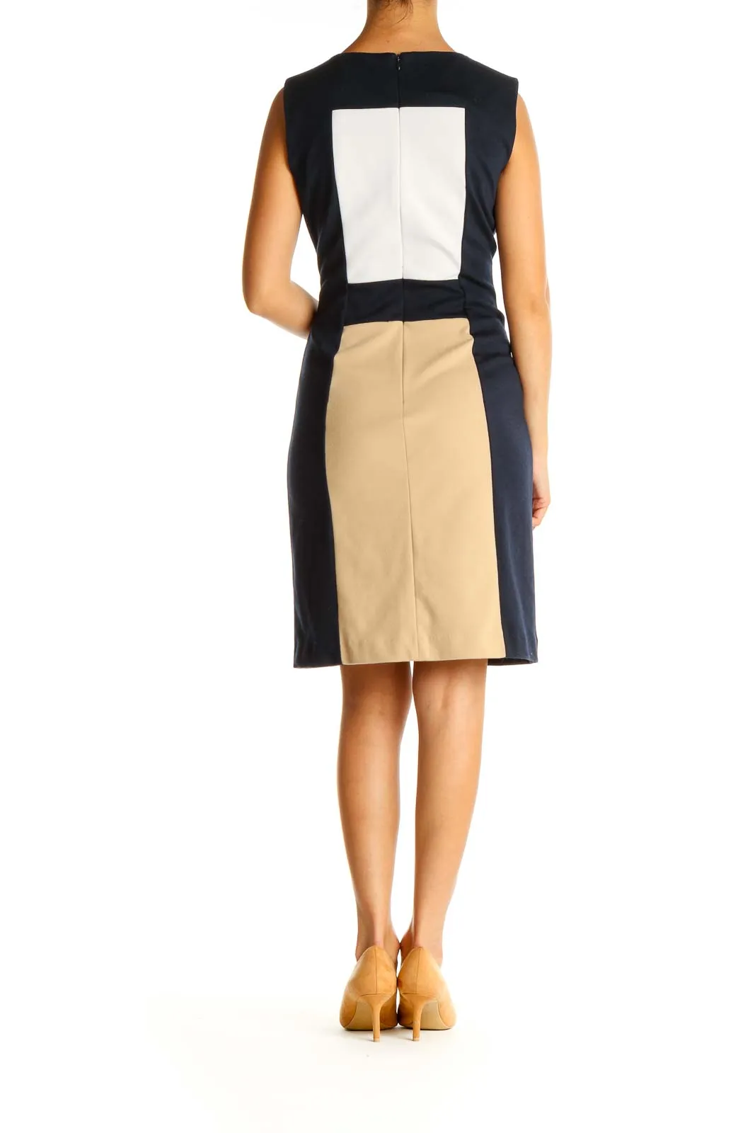 Blue Colorblock Day Sheath Dress