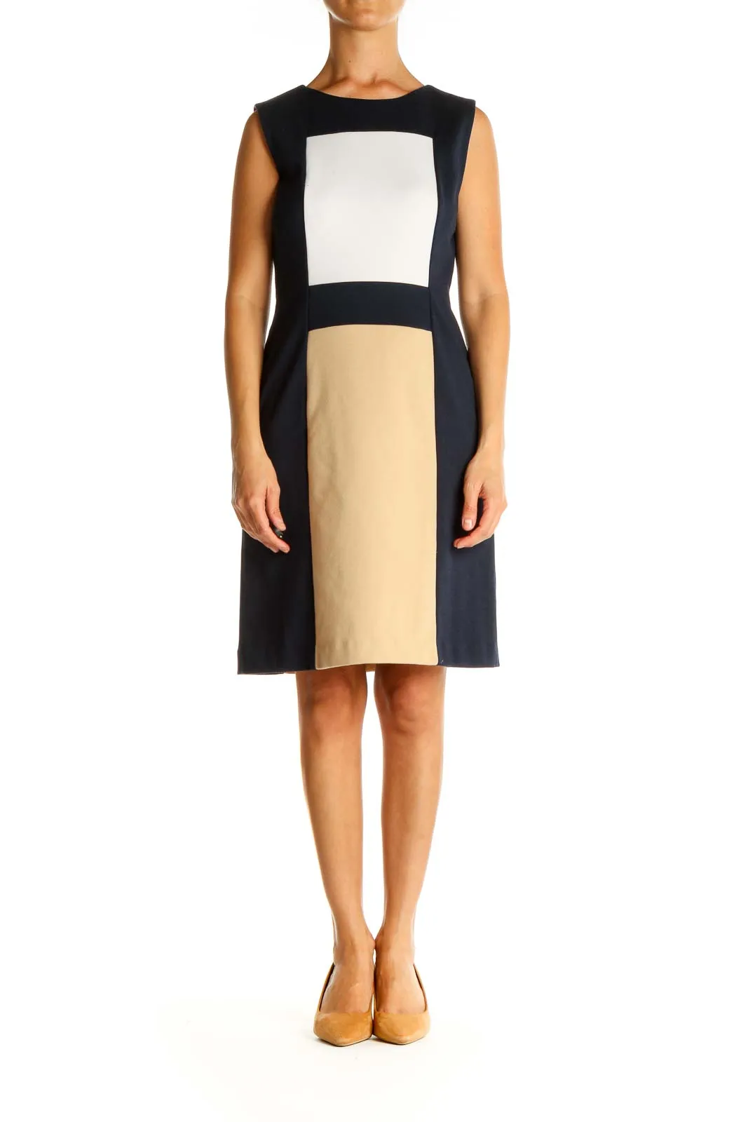 Blue Colorblock Day Sheath Dress