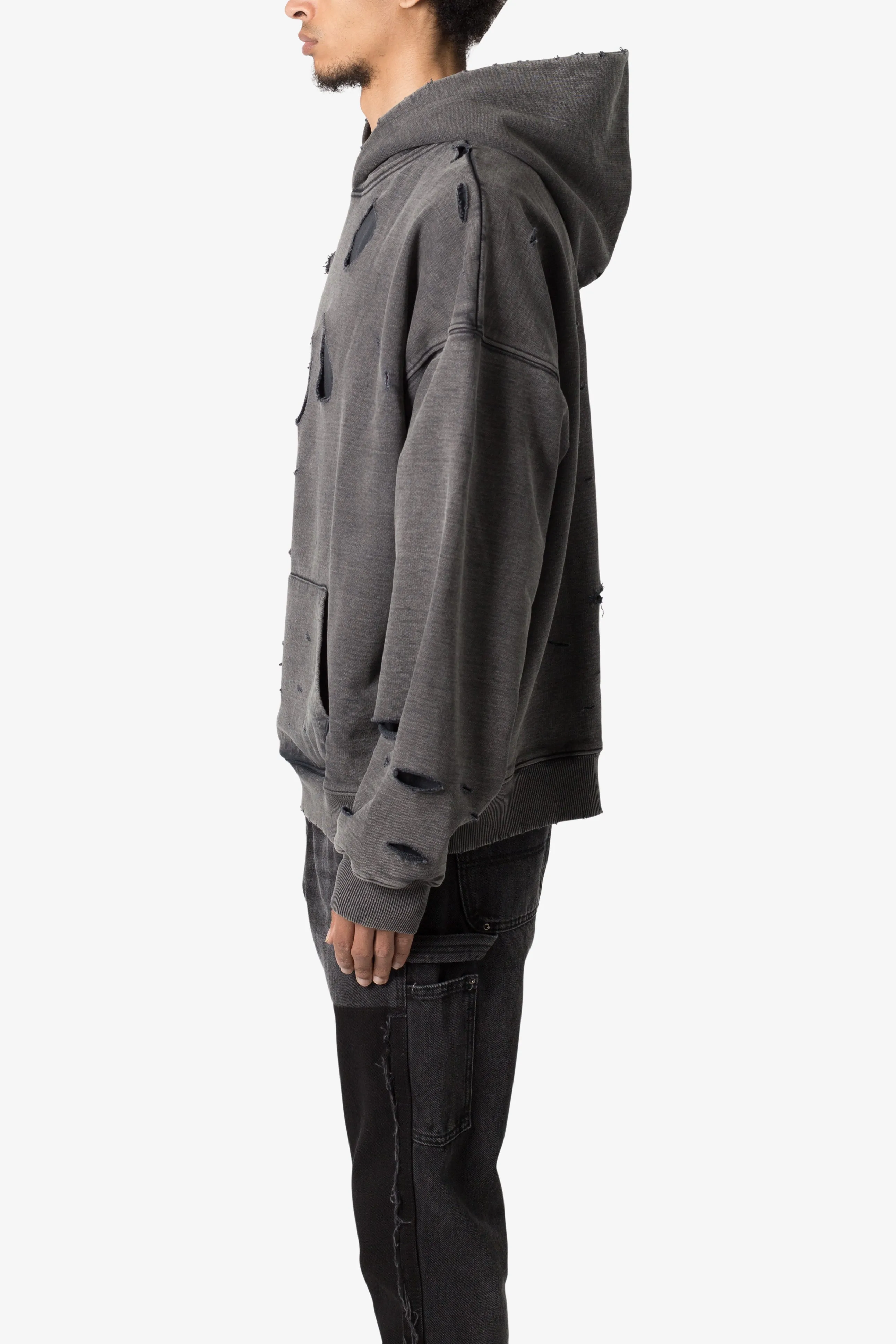 Breeze Destroyed Hoodie - Washed Black