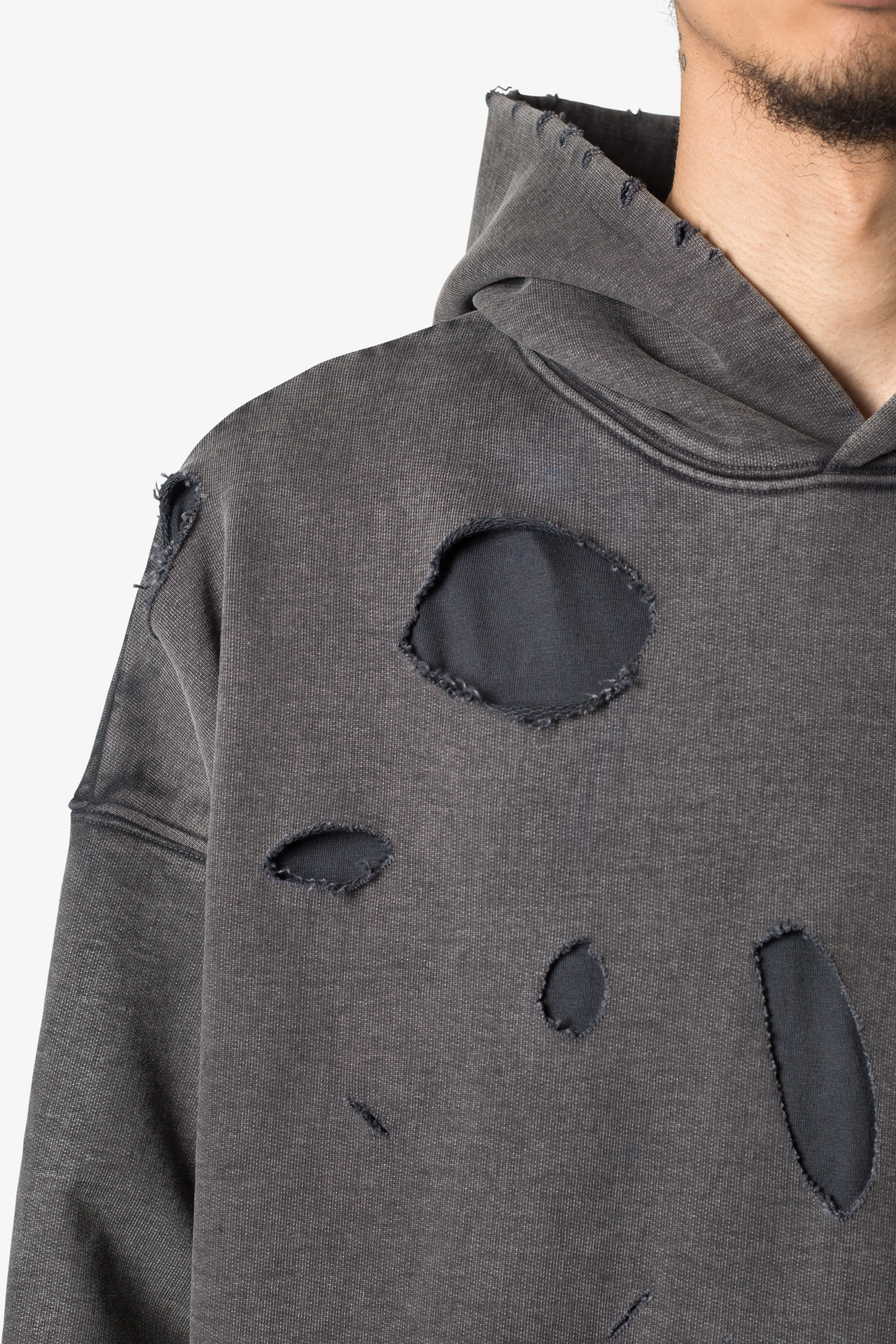 Breeze Destroyed Hoodie - Washed Black