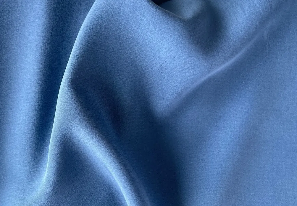 Bright Steel Blue Silk Crepe de Chine (Made in Italy)