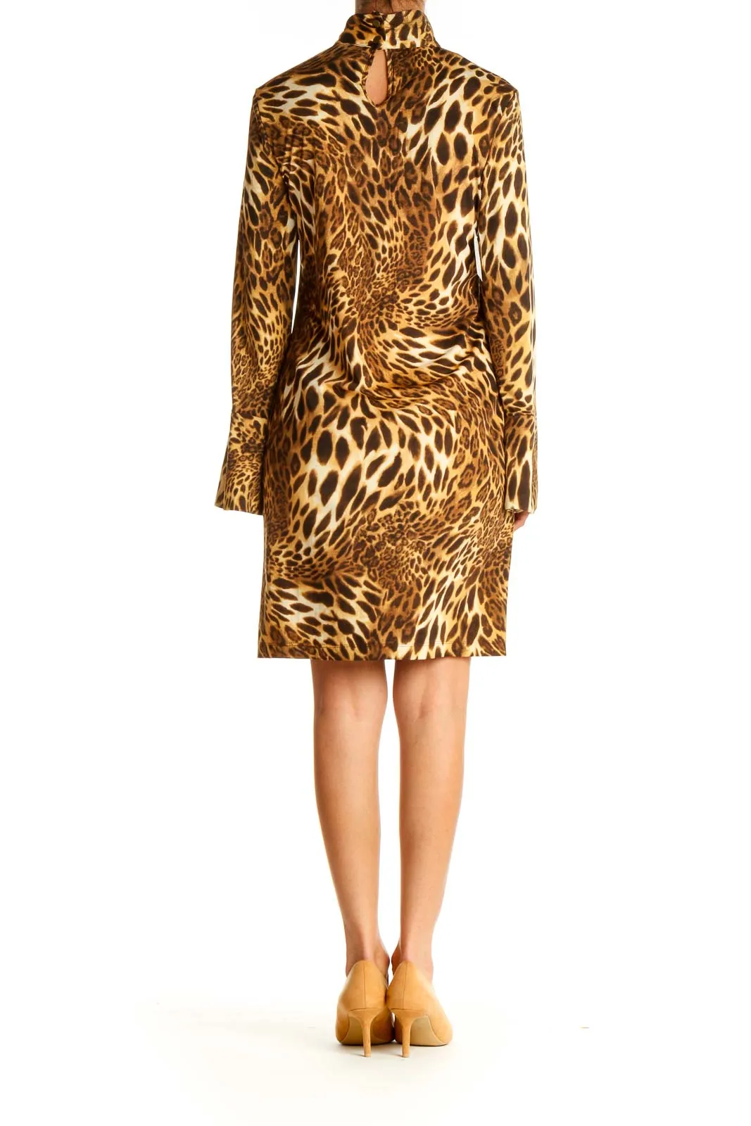 Brown Animal Print Day Sheath Dress