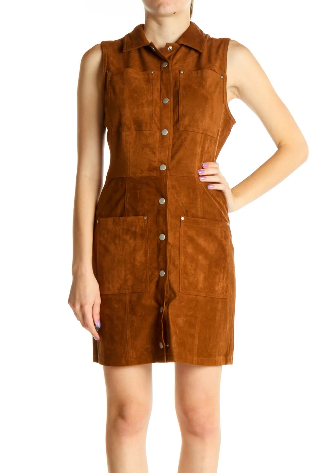 Brown Retro Sheath Dress