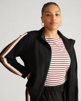 Camden Ponte Bomber Jacket - Black with Ochre/White Stripe