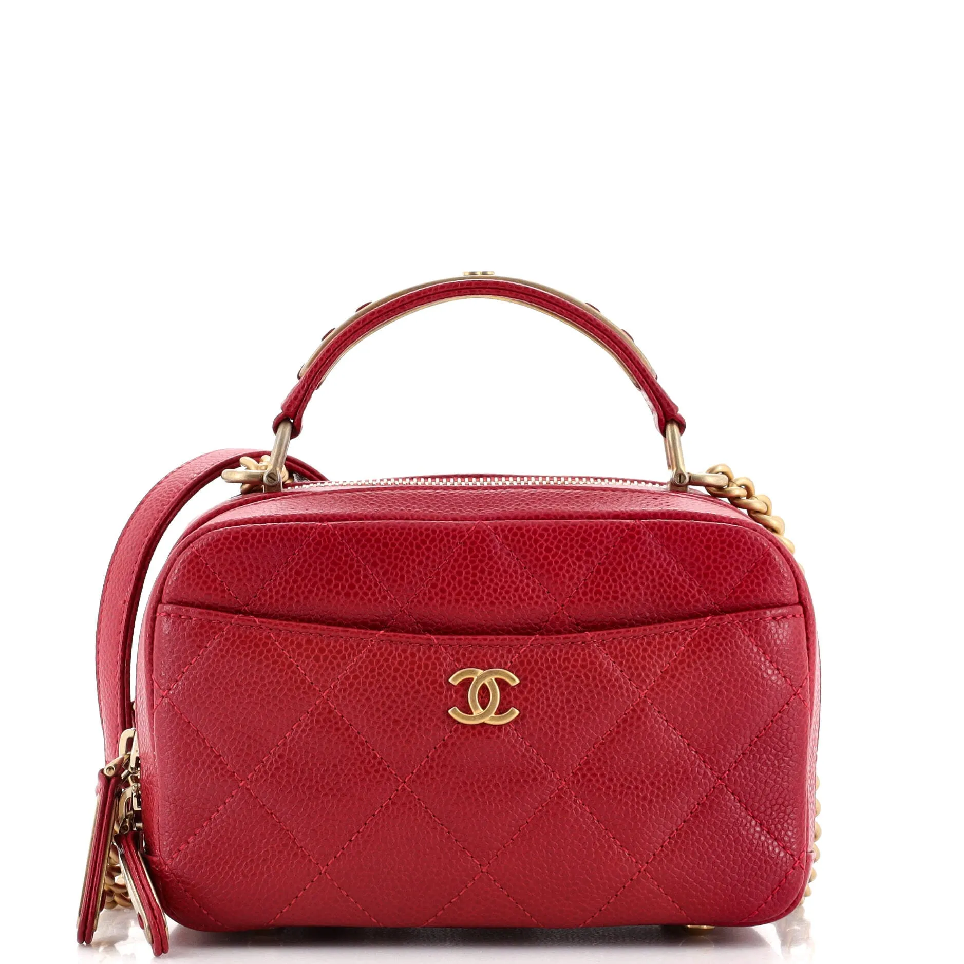 CHANEL Carry Around Bowling Bag Quilted Caviar Mini