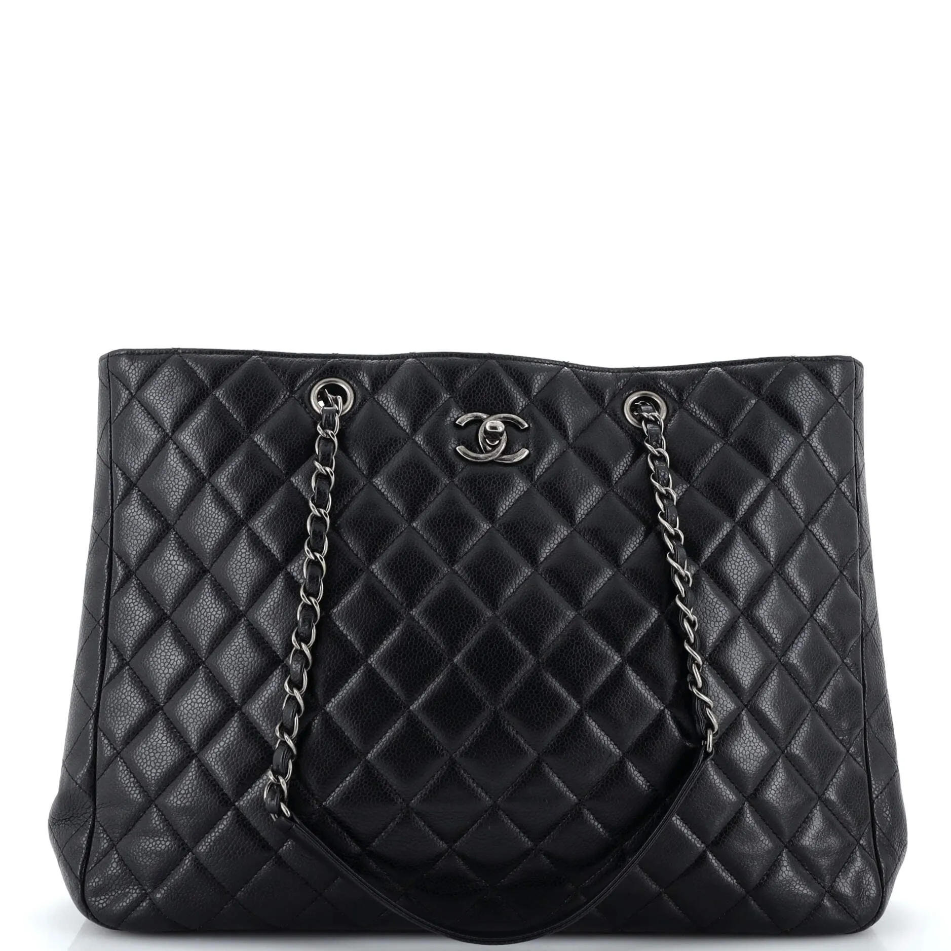 CHANEL Classic CC Shopping Tote Quilted Caviar Large