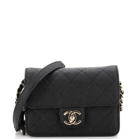 CHANEL Like a Wallet Flap Bag Quilted Caviar Mini