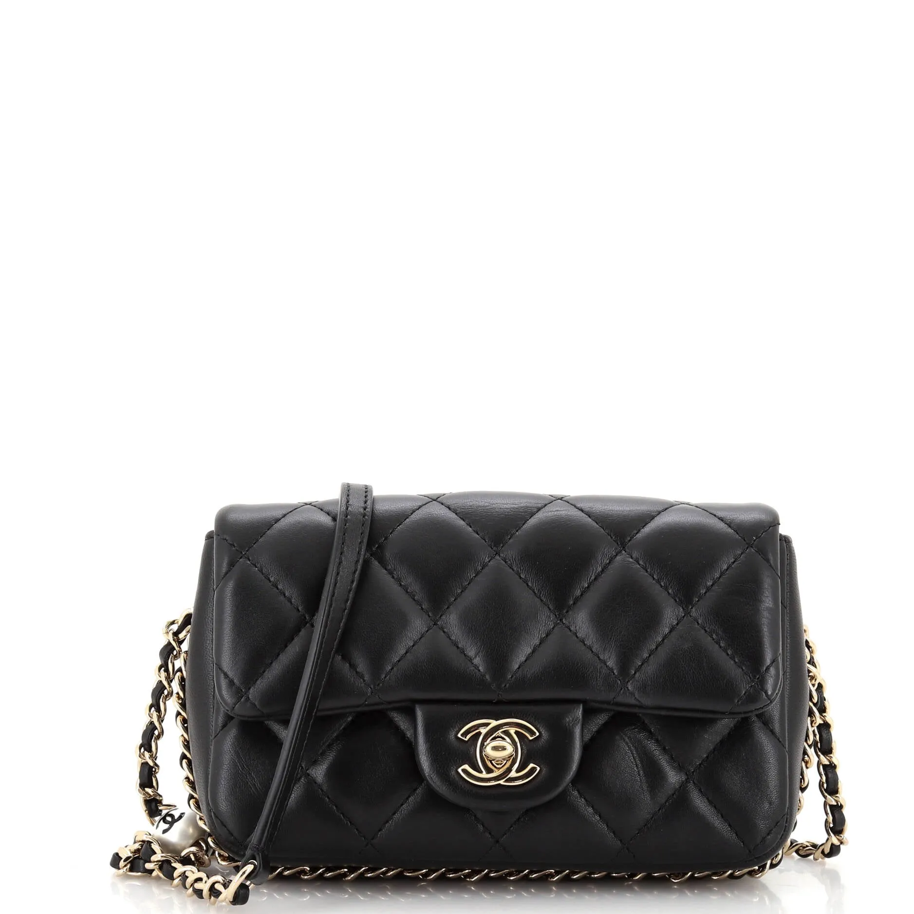 CHANEL My Precious Pearls Chain Flap Bag Quilted Lambskin Small