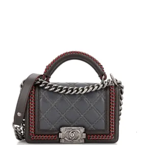 CHANEL Paris-Salzburg Chain Handle Boy Flap Bag Quilted Lambskin Small