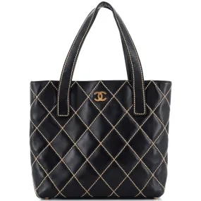 CHANEL Surpique Tote Quilted Leather Small