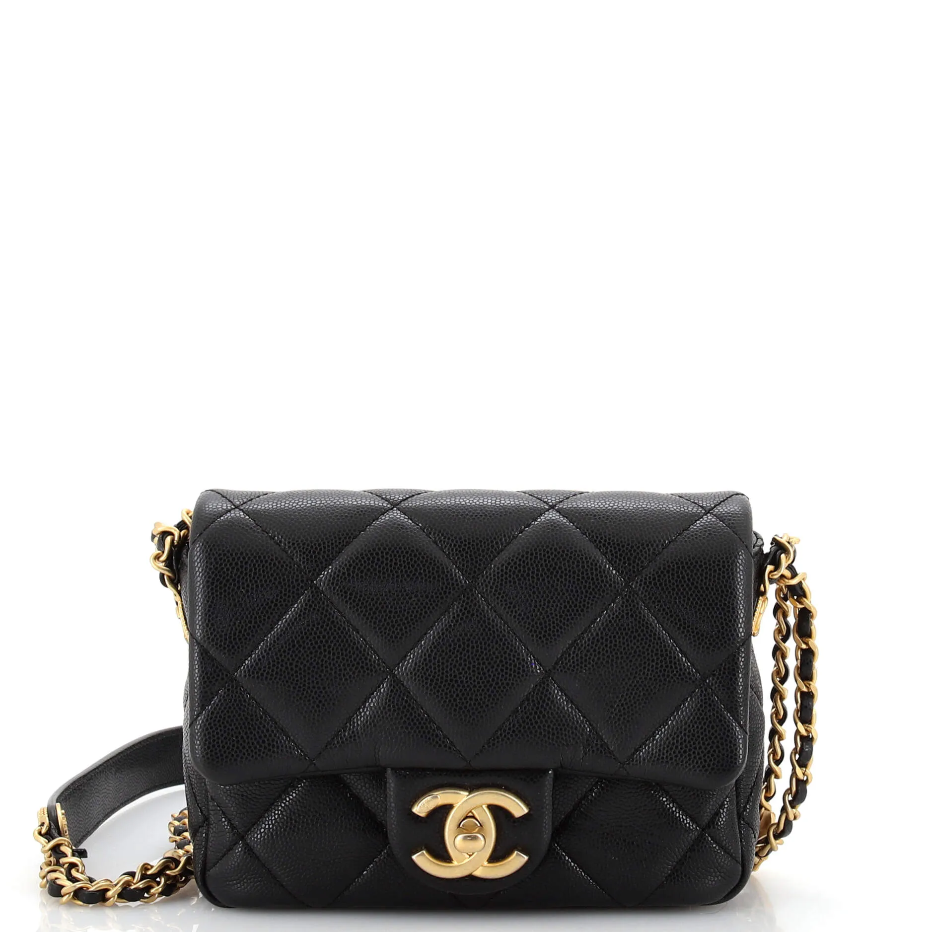 CHANEL Twist Your Buttons Flap Bag Quilted Caviar Mini