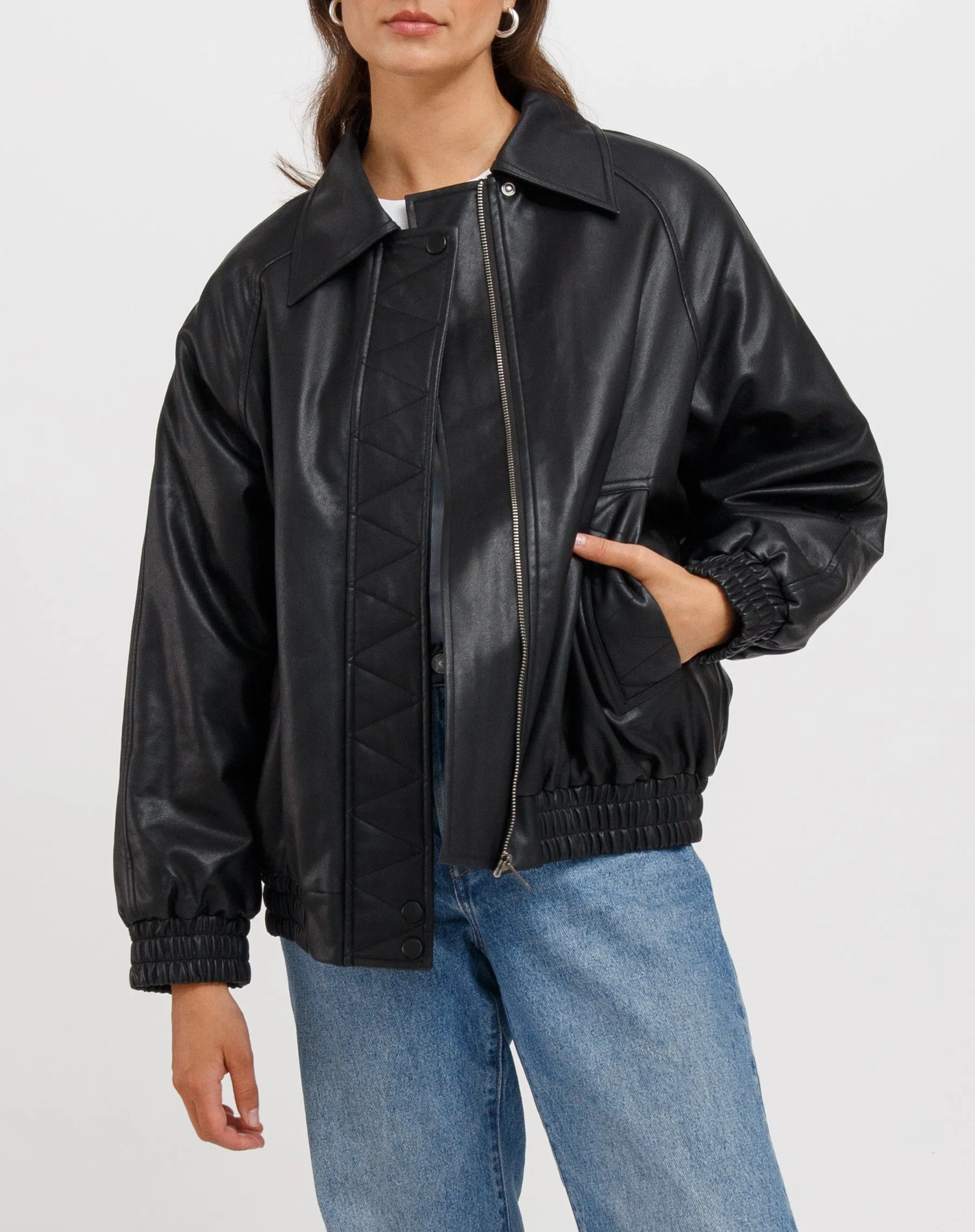 Christine Oversized Vegan Leather Bomber