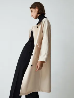 Contrast Collar Graceful Long Trench Coat