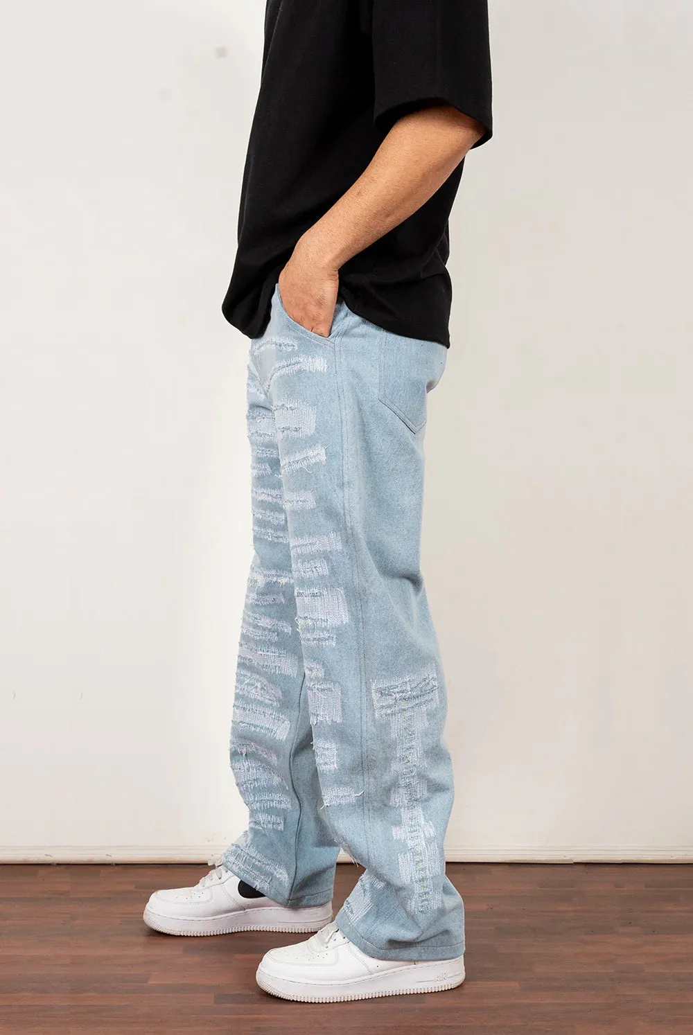 Distressed Blue Jeans