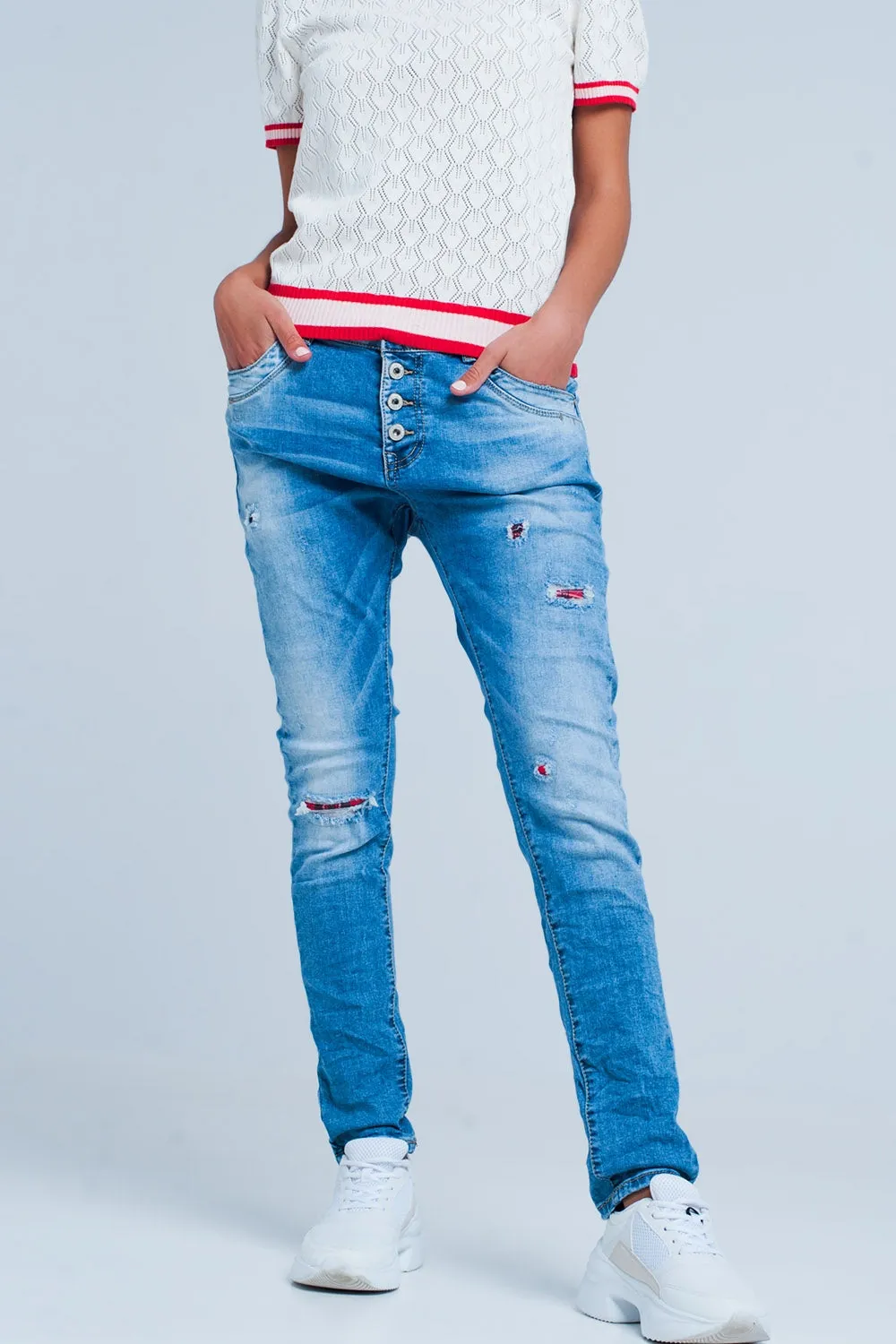 distressed skinny boyfriend jeans