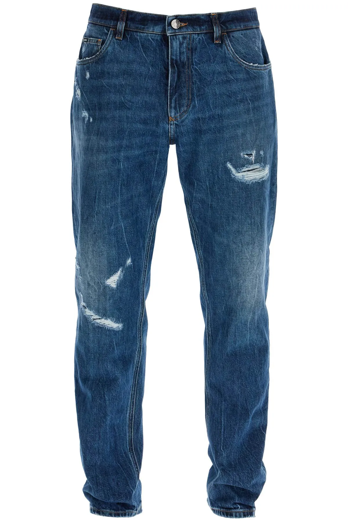 Dolce & Gabbana Distressed Denim Loose Fit Jeans For