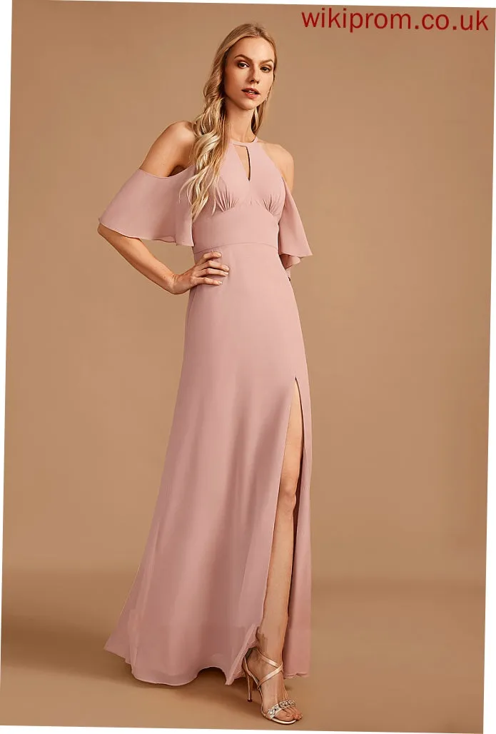 Embellishment Floor-Length HighNeck Sheath/Column Length Fabric Neckline Silhouette SplitFront Zoey Floor Length Sleeveless Bridesmaid Dresses