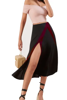 Flared Slit Skirt Black