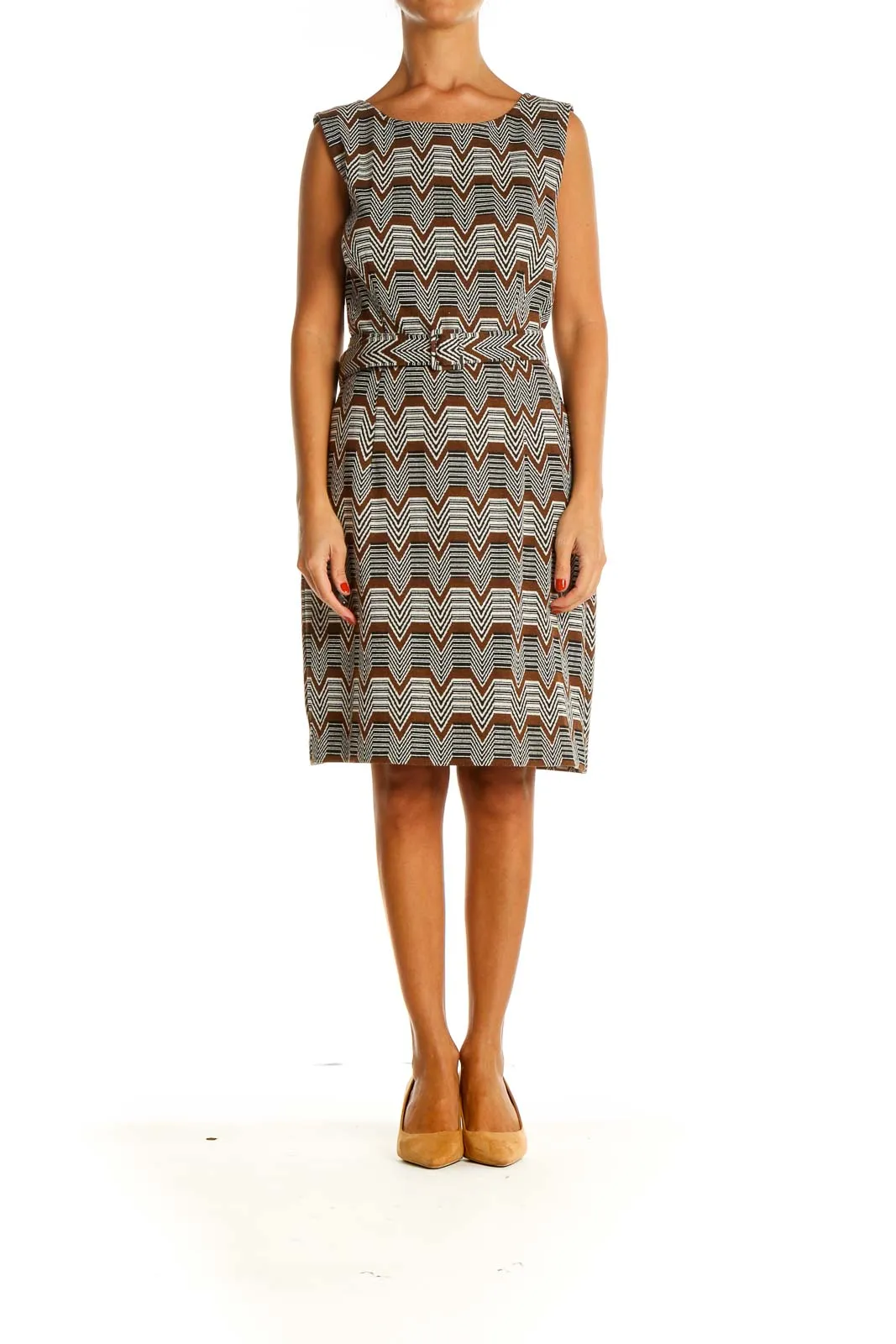 Gray Chevron Work Sheath Dress