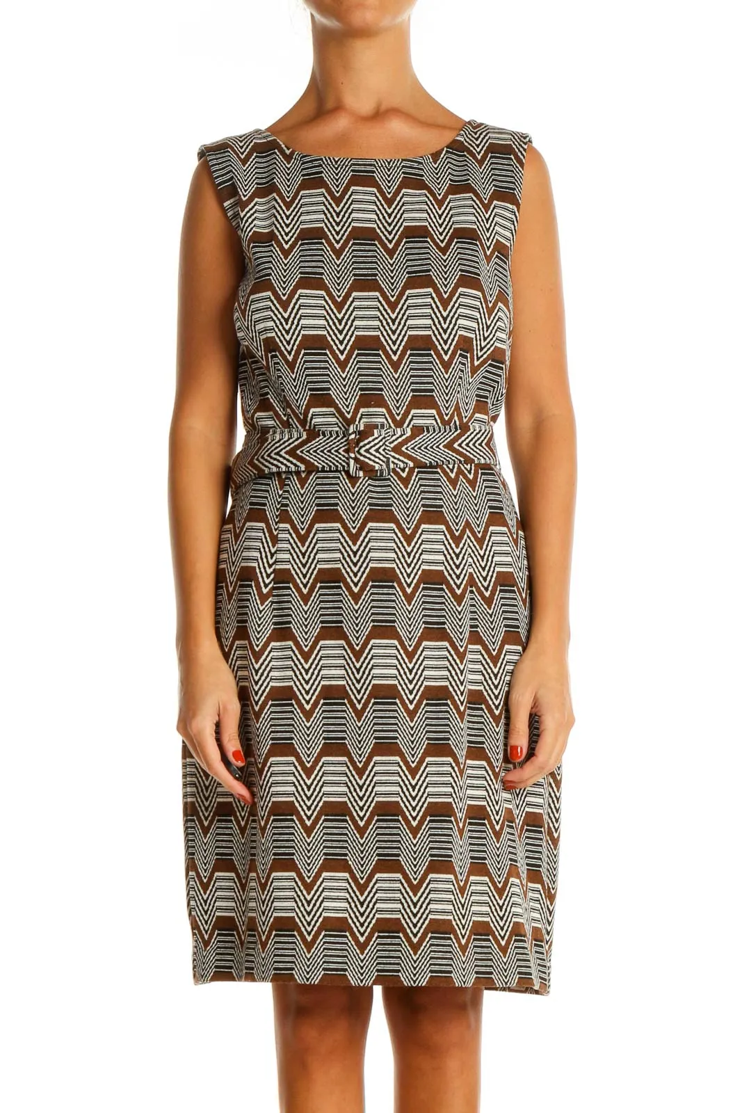 Gray Chevron Work Sheath Dress