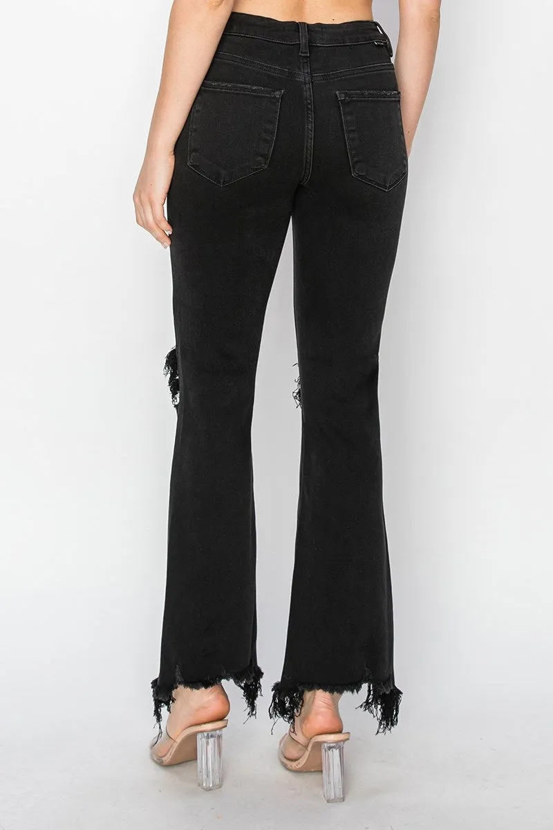 High Rise Straight Crop Jeans -Black