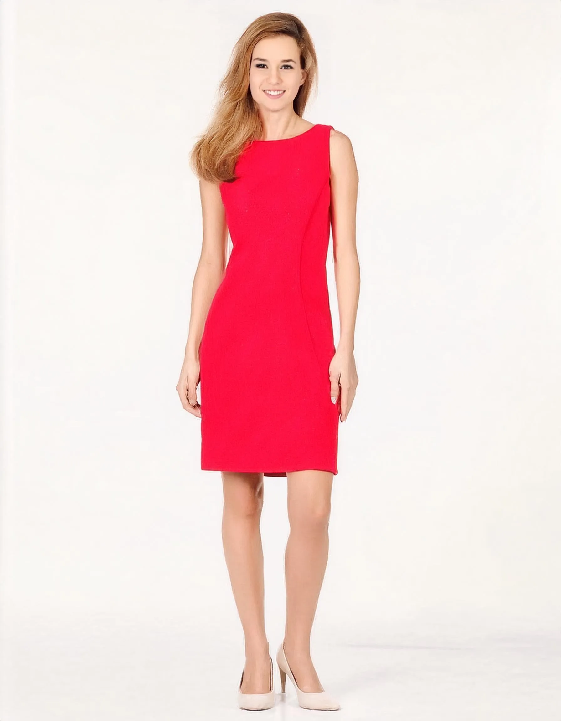 Hot Red Sleeveless Sheath Dress