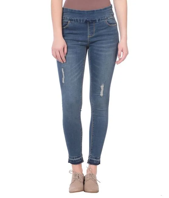 Julia Distressed Starry Night mid-rise pull on ankle jeans