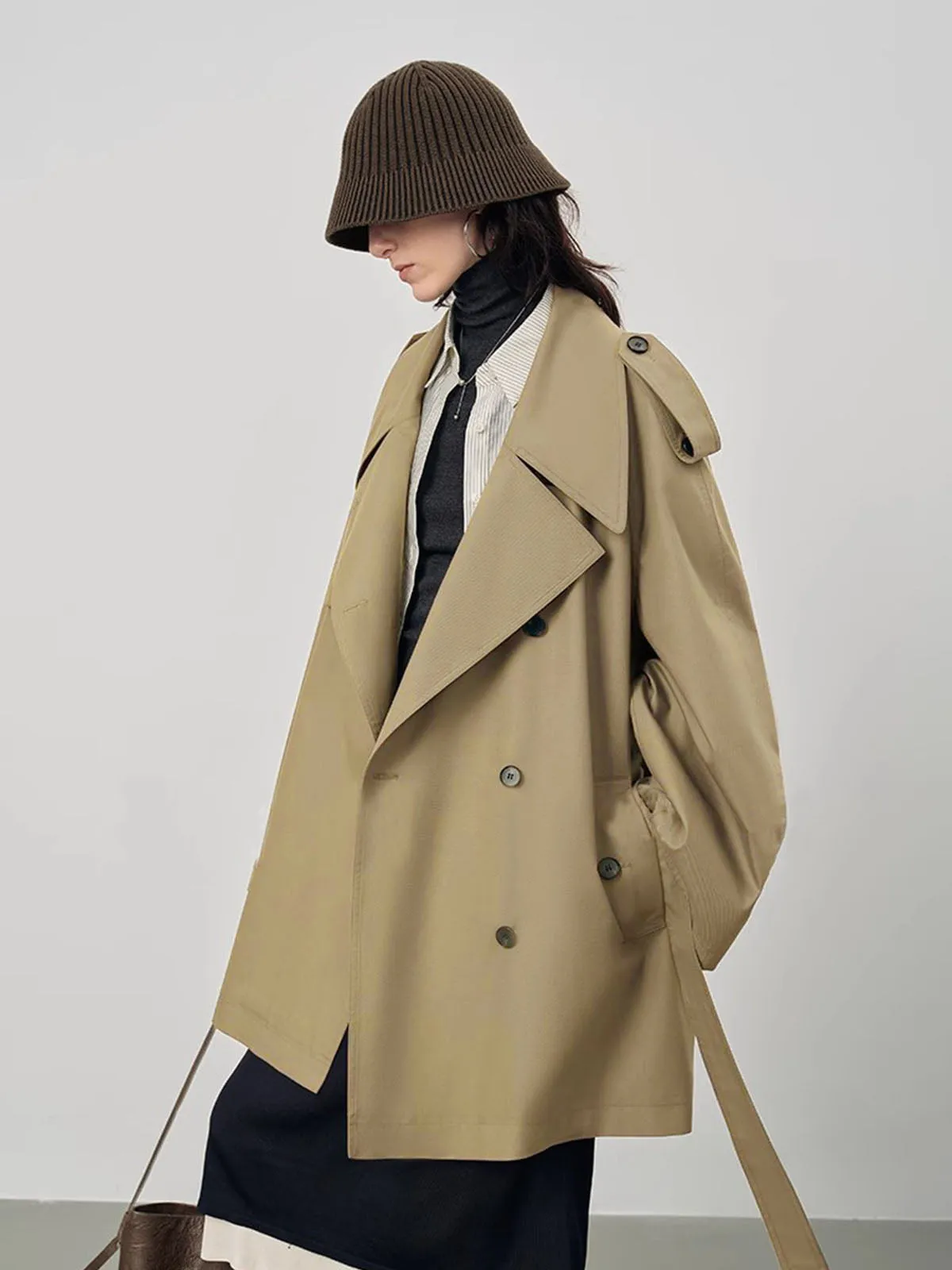 Lapel Oversize Belted Trench Coat