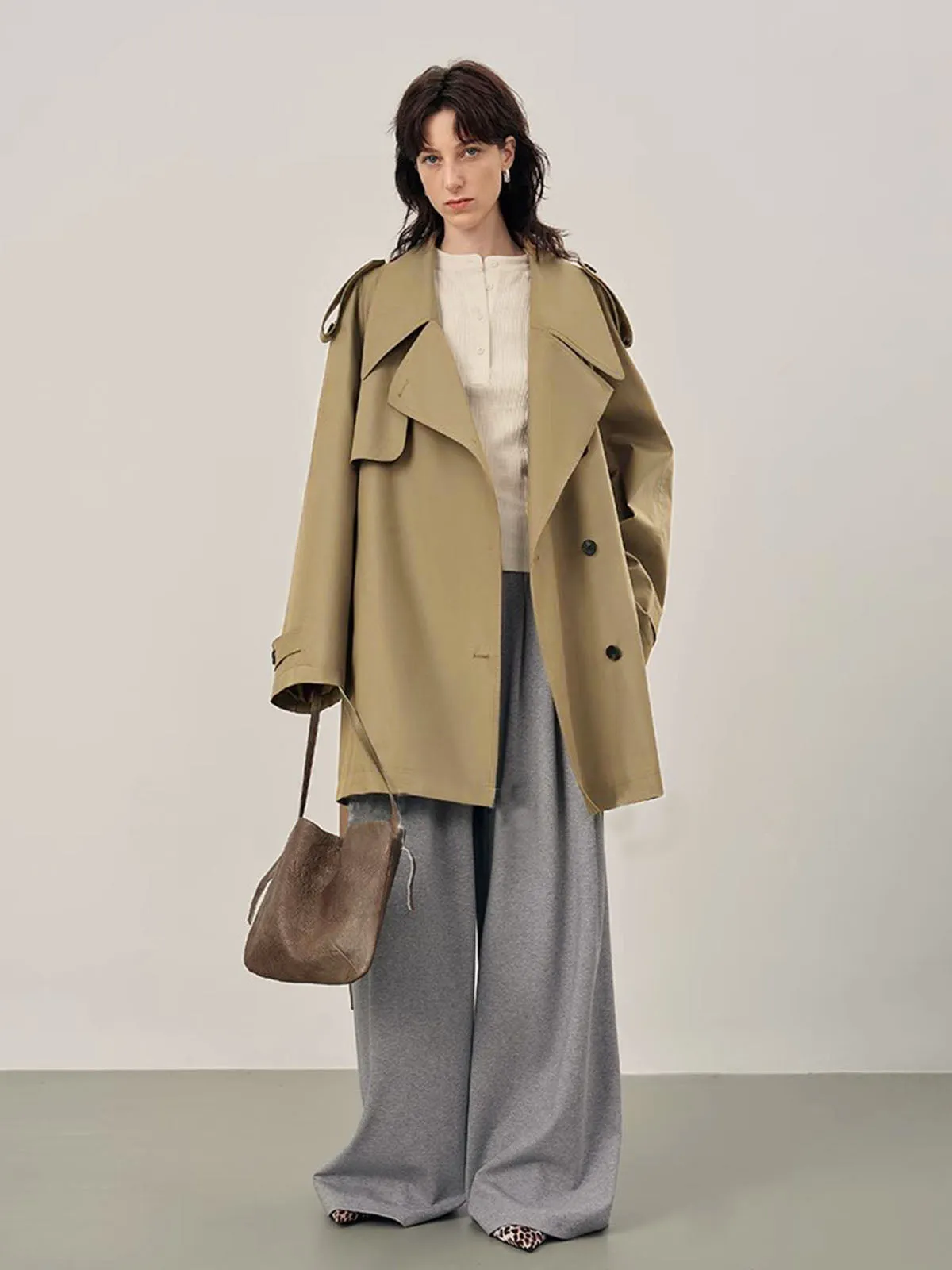 Lapel Oversize Belted Trench Coat