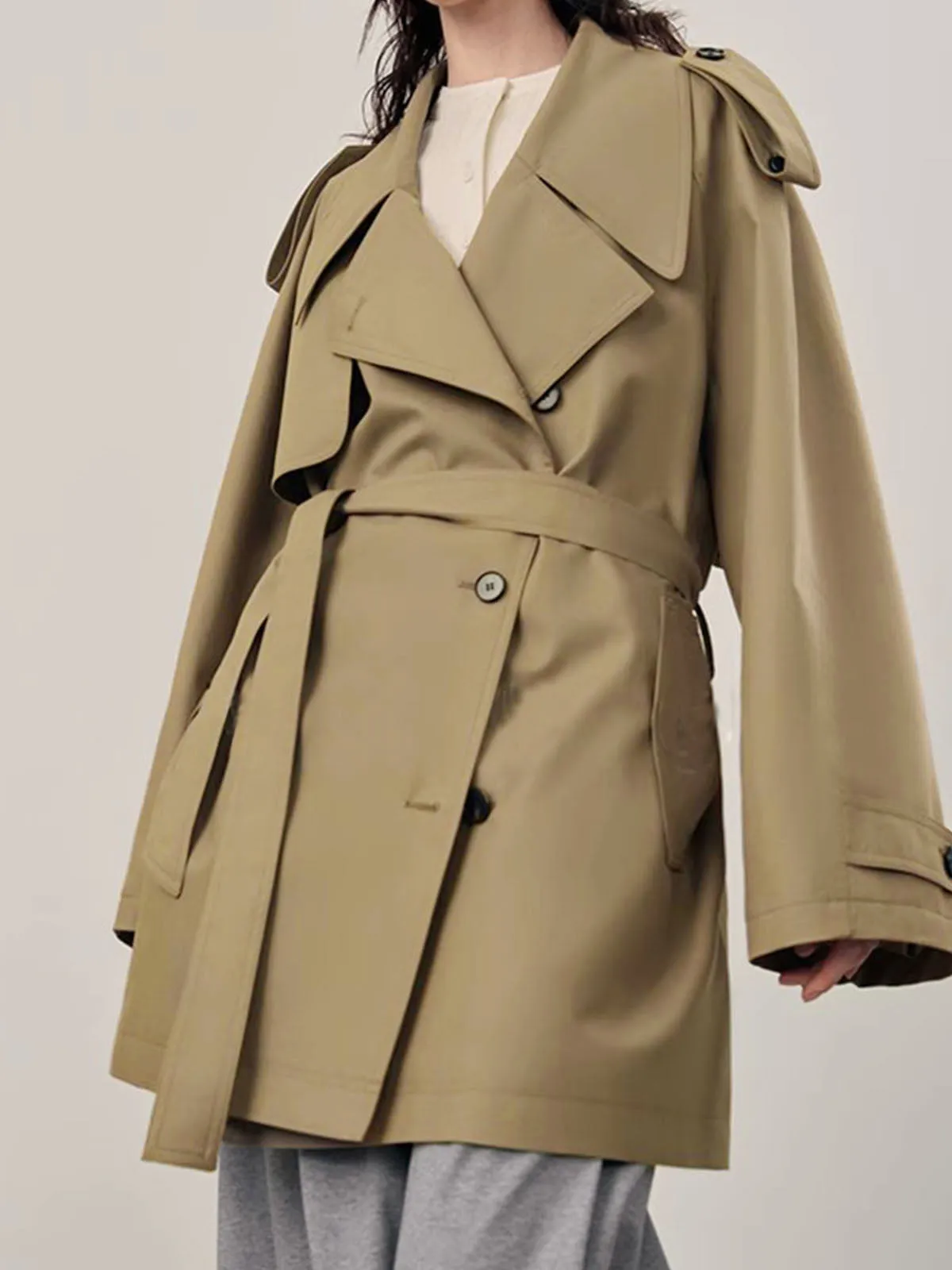 Lapel Oversize Belted Trench Coat