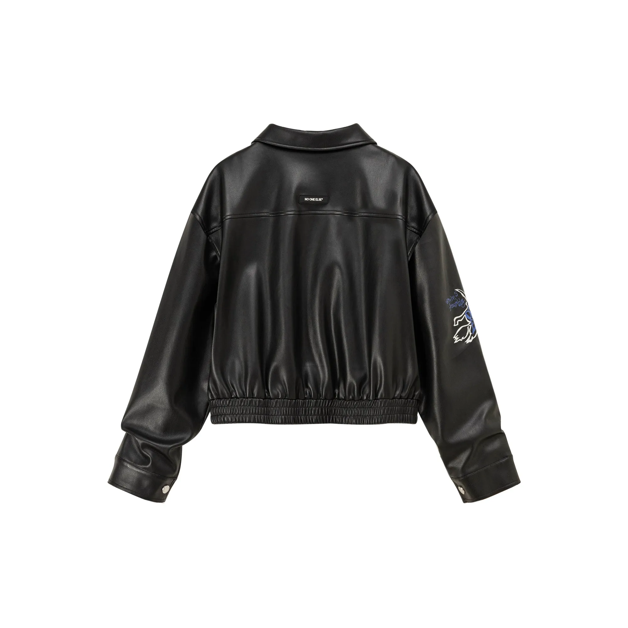 Logo Oversized Leather Jacket