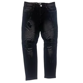 Men's Premium Distressed Black Wash Distressed Denim Jeans