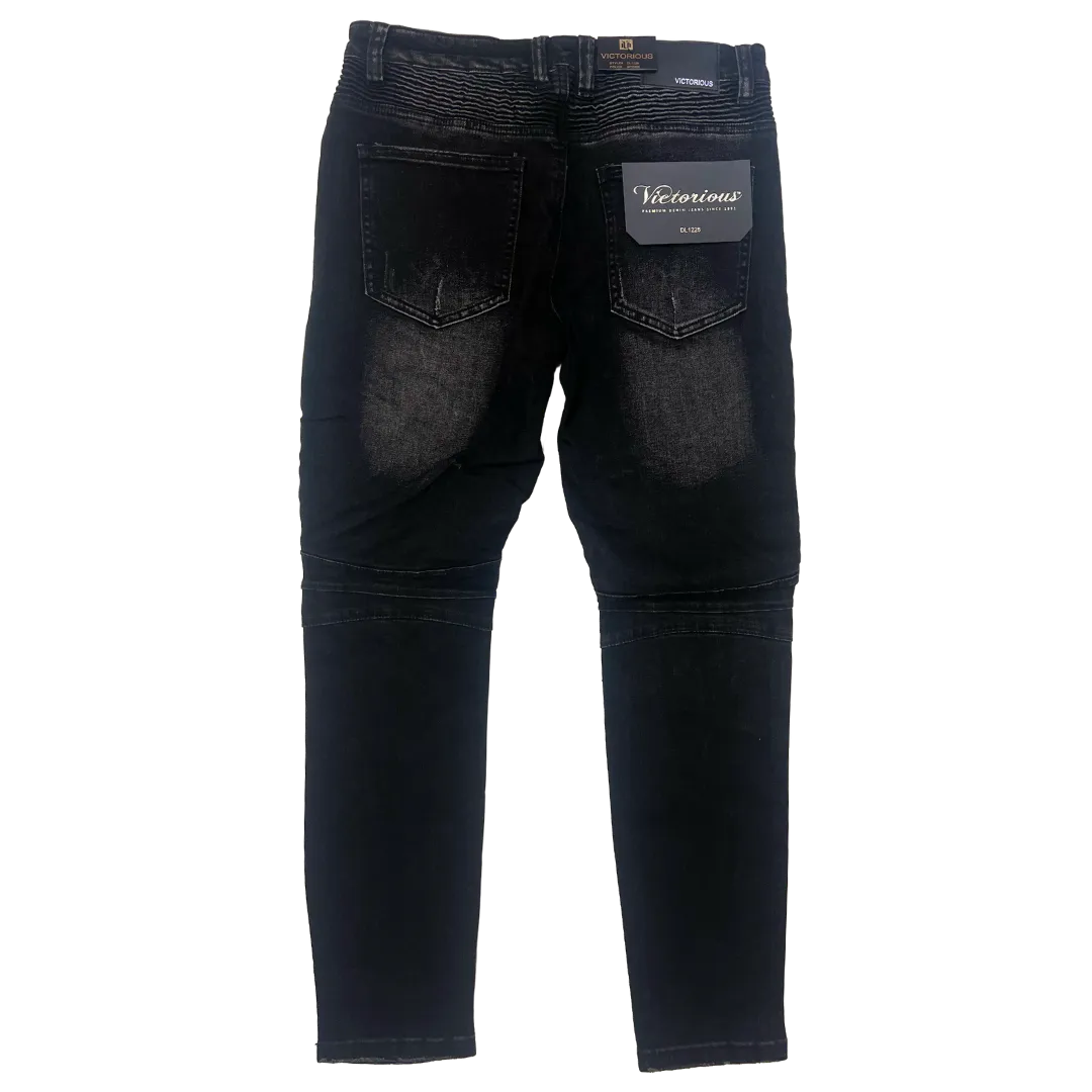 Men's Premium Distressed Black Wash Distressed Denim Jeans