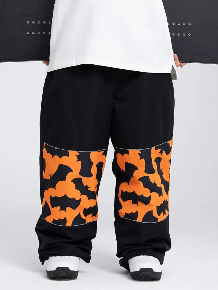 Men's Swaggy Knee Reflective Graphic Panel Cargo Snow Pants