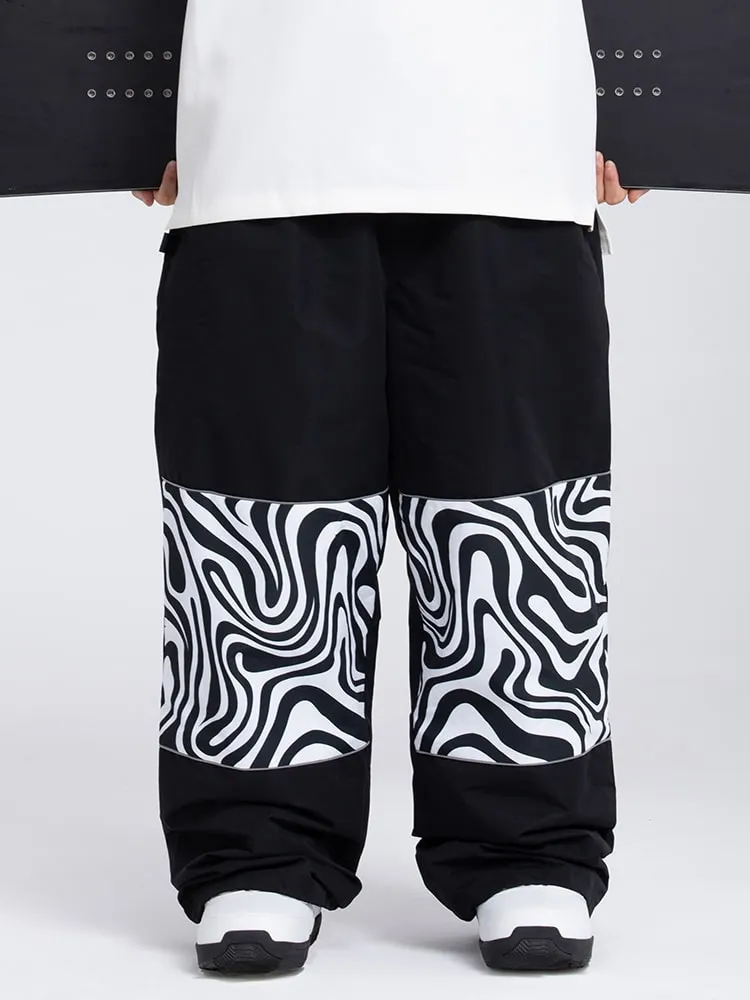 Men's Swaggy Knee Reflective Graphic Panel Cargo Snow Pants