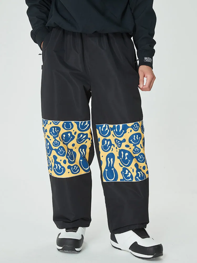 Men's Swaggy Knee Reflective Graphic Panel Cargo Snow Pants