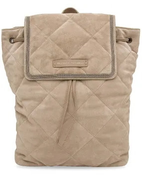 Monili embellished Quilted Backpack in Stone