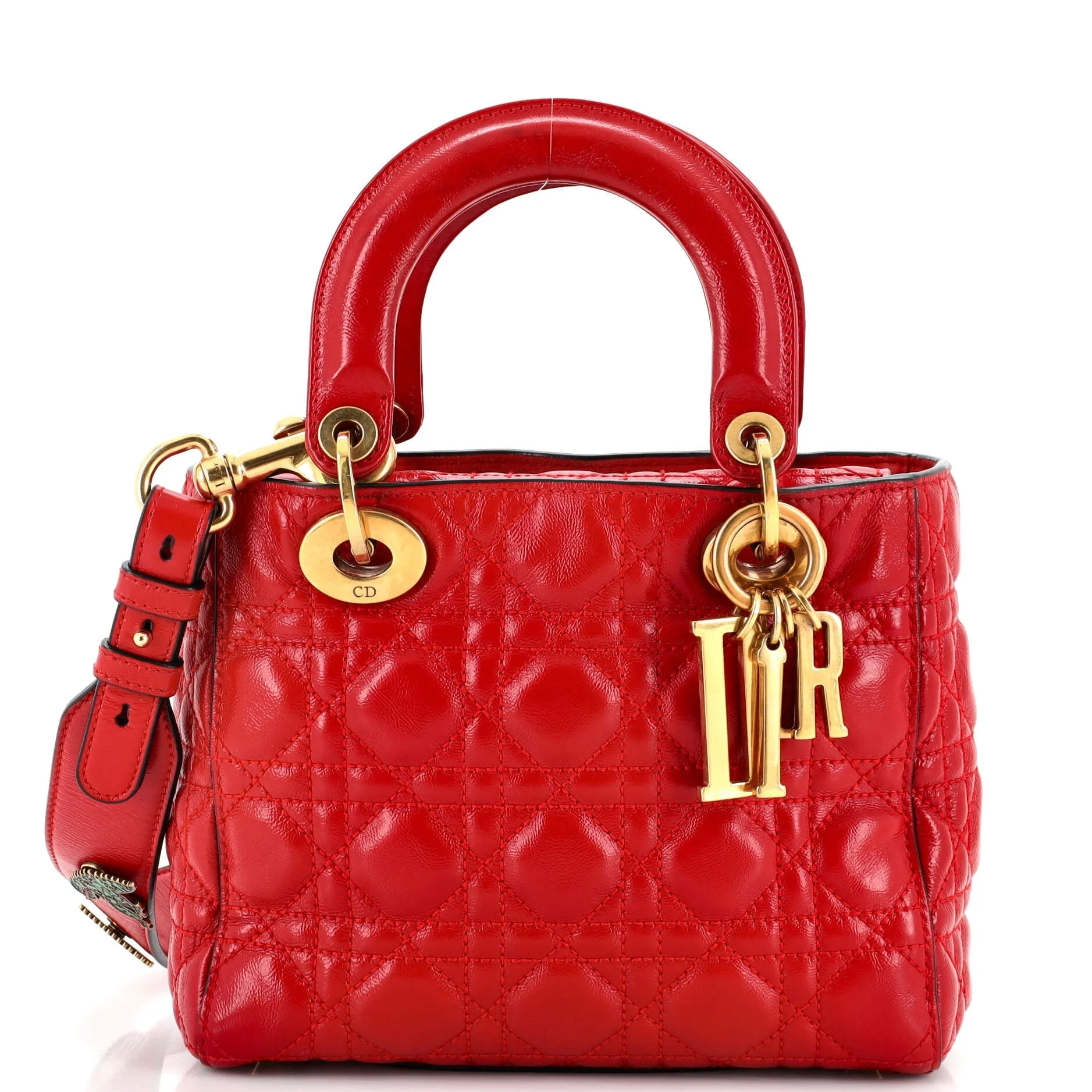 My Lady Dior Bag Cannage Quilted Crinkled Patent