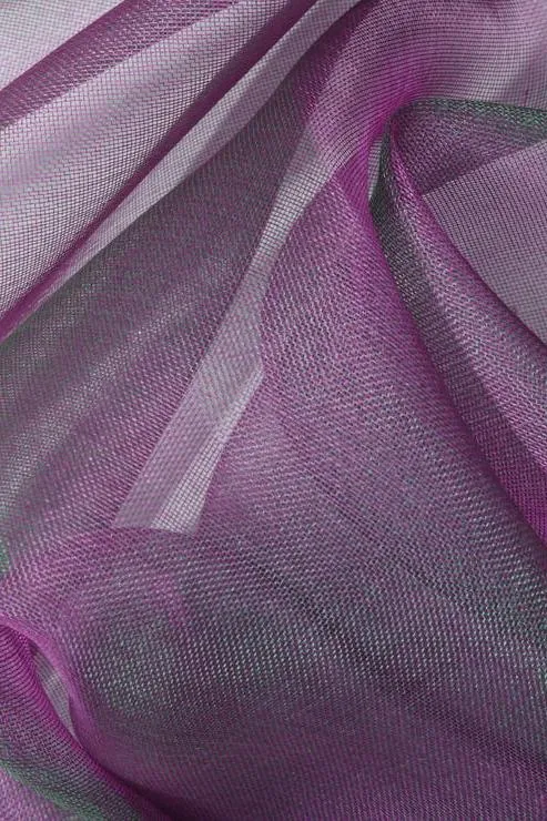 Neon Green Purple Silk Organza Fabric