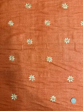 Orange Embroidered Silk Linen MEMT-023-12