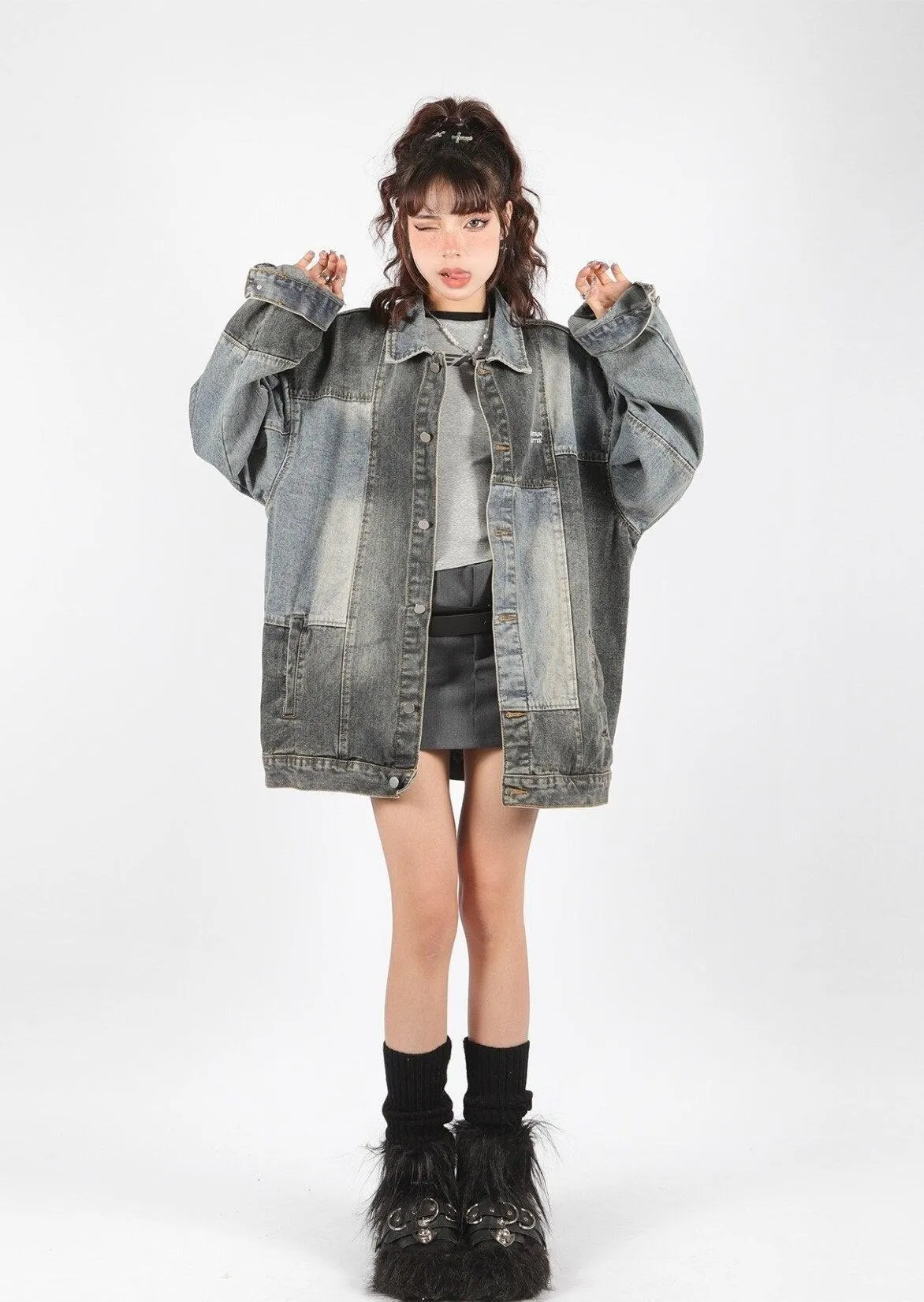 Patchwork Oversized Denim Jacket