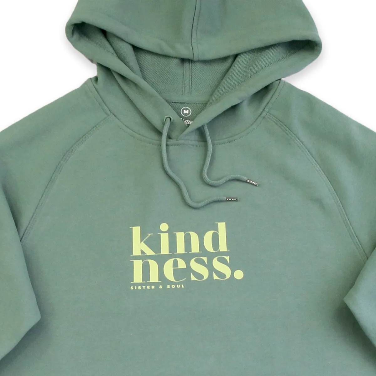 Premium Kindness HOODIE - Sage with Lime Print